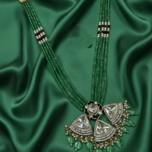 Ethereal Floral Kundan Choker with Multi-Strand Lilac Beads & Emerald Accents