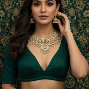 Celestial Chandbali Grand Choker with Regal Polki Jhumkas