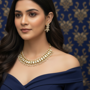 Celestial Gold-Plated Kundan & Pearl Symphony Necklace Set