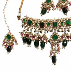 Imperial Emerald & Polki Chandelier Statement Necklace