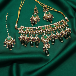 Imperial Emerald & Polki Chandelier Statement Necklace