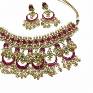Imperial Ruby & Kundan Chandbali Bridal Set