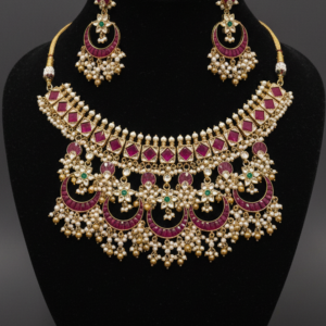 Imperial Ruby & Kundan Chandbali Bridal Set