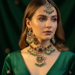 Meenakari & Mint-Green Heritage Choker Set