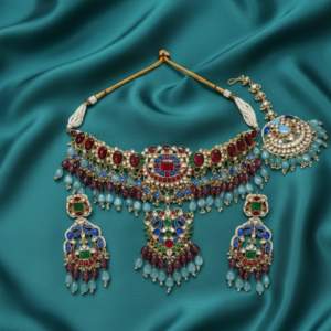 The Sapphire Serenity: Royal Blue & Polki-Style Heritage Suite