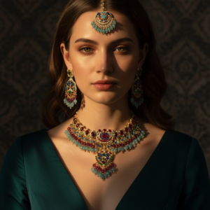 The Sapphire Serenity: Royal Blue & Polki-Style Heritage Suite