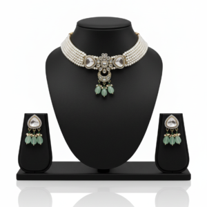 The Pearl & Sage Heritage Choker: Mint Droplet Suite
